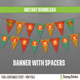 The Lion King Happy Birthday Banner with Spacers